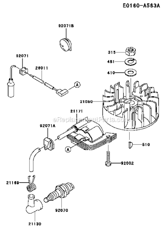Electric-Equipment Diagram and Parts List for KHD600A  Kawasaki Hedge Trimmer