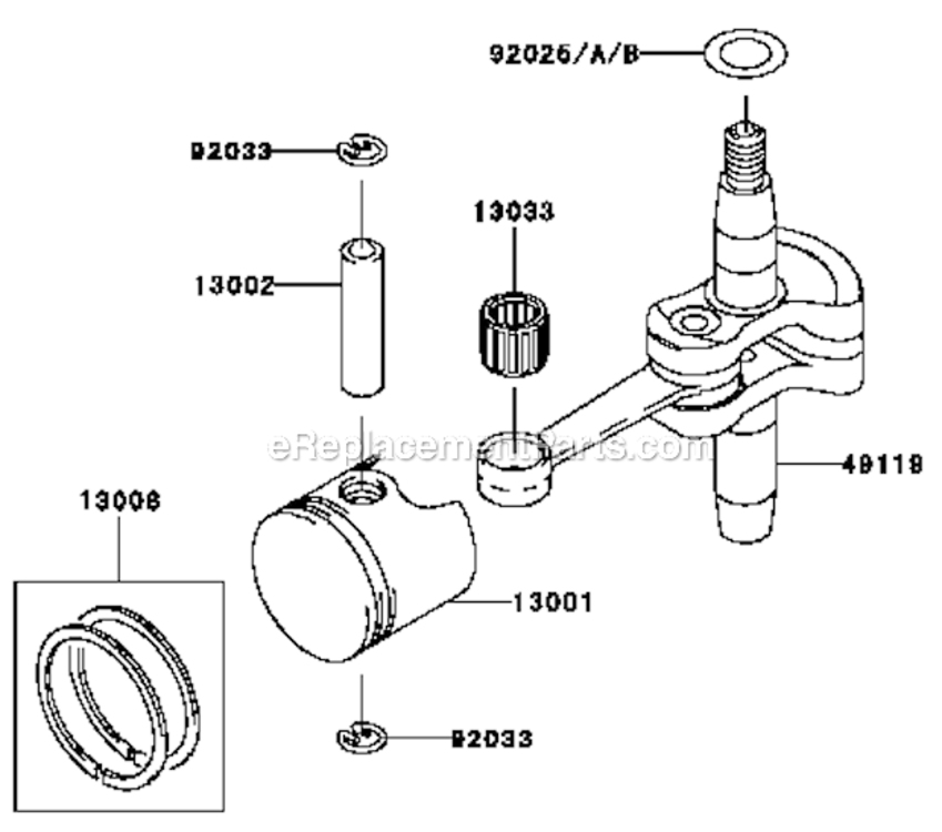 PistonCrankshaft Diagram and Parts List for KHT750S  Kawasaki Hedge Trimmer