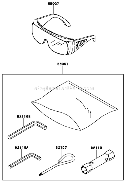 Tool Diagram and Parts List for KHT750S  Kawasaki Hedge Trimmer
