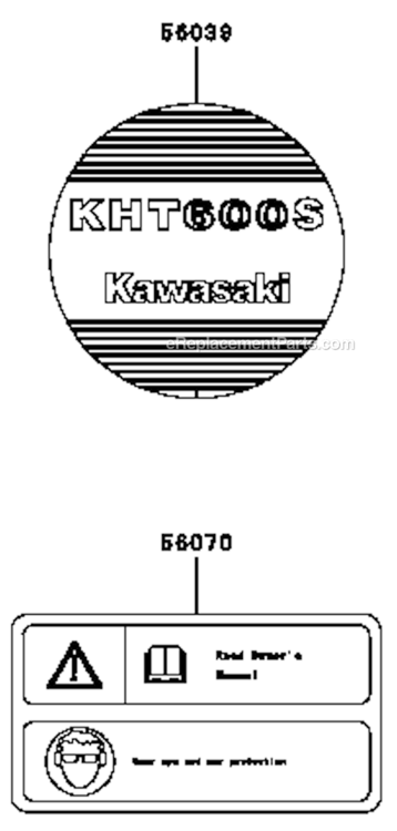 Label Diagram and Parts List for KHT750S  Kawasaki Hedge Trimmer