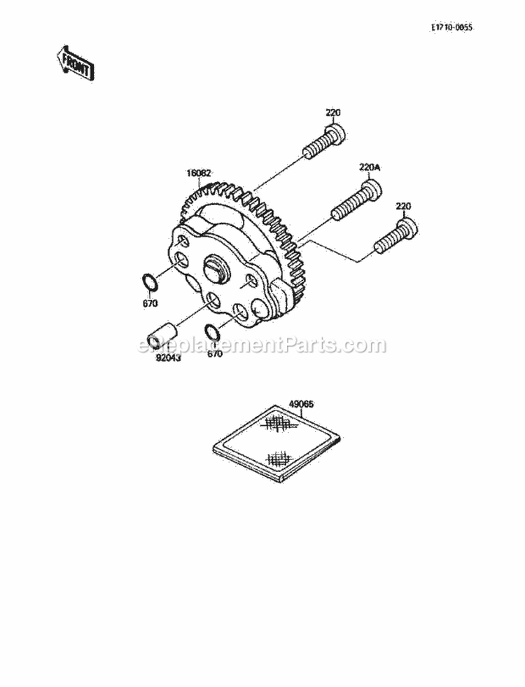 Oil Pump/Oil Filter Diagram and Parts List for KLF110-A2 1988 Kawasaki 