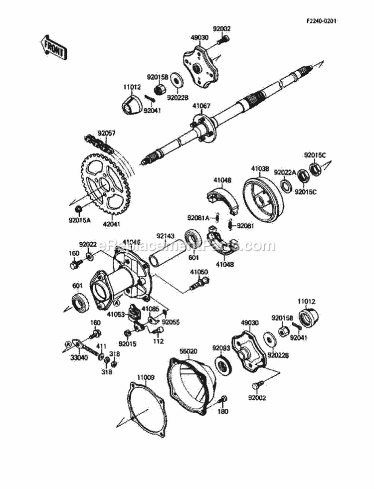 Rear Hub Diagram and Parts List for KLF110-A2 1988 Kawasaki 