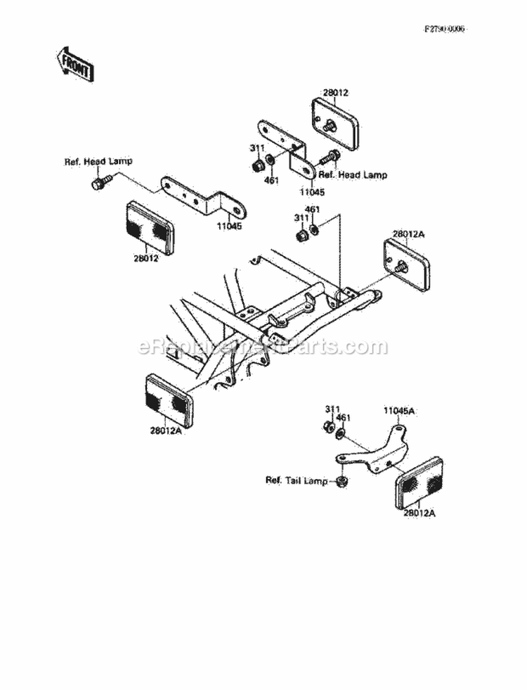 Reflectors Diagram and Parts List for KLF110-A2 1988 Kawasaki 