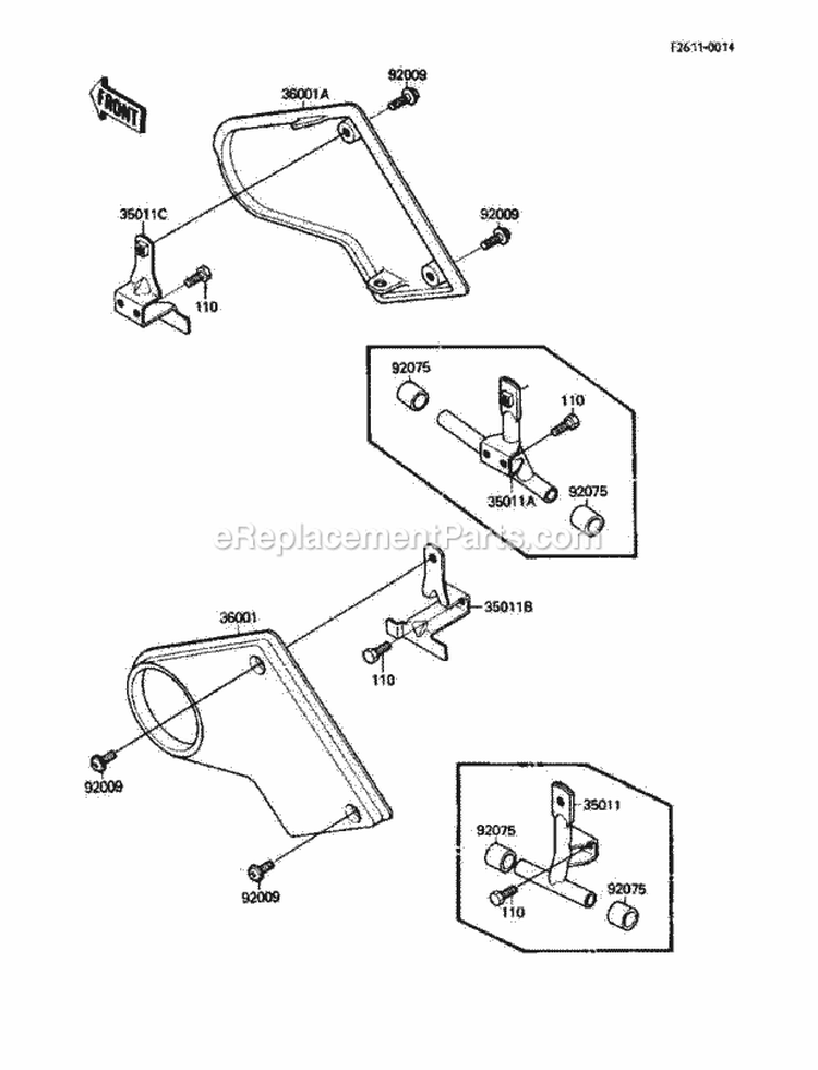 Side Covers Diagram and Parts List for KLF110-A2 1988 Kawasaki 