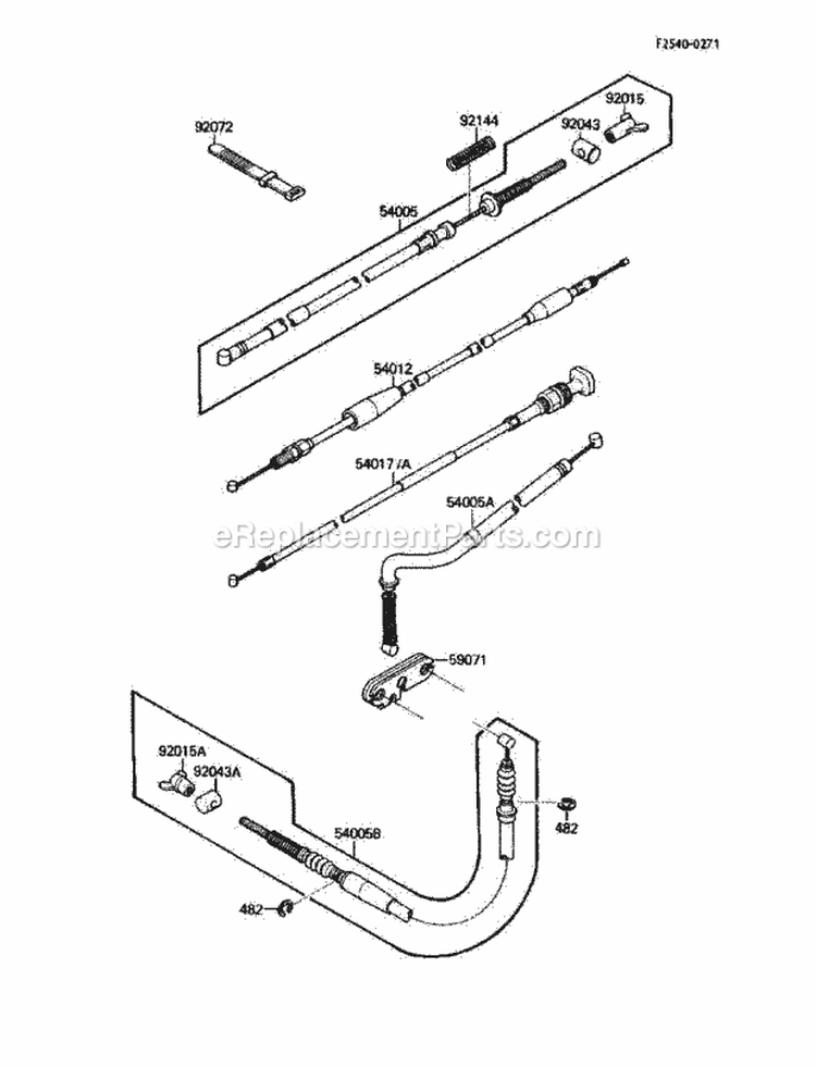 Cables Diagram and Parts List for KLF110-A2 1988 Kawasaki 