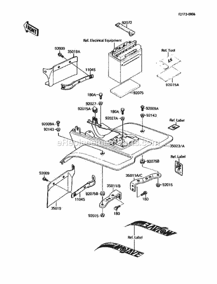Rear Fender, S Diagram and Parts List for KLF110-B2 1988 Kawasaki 