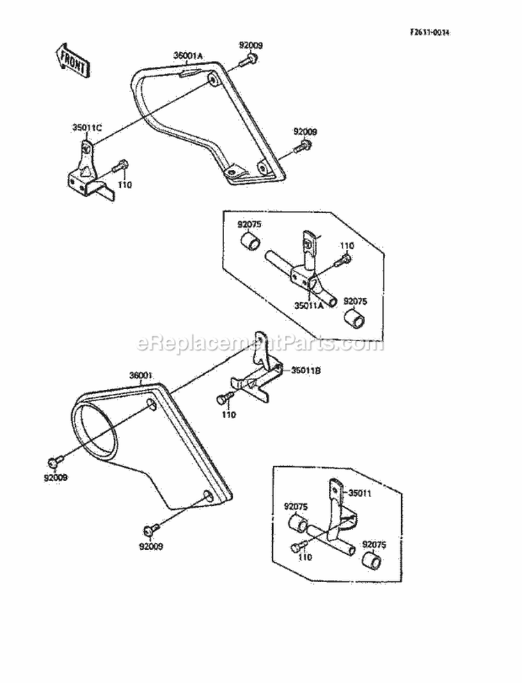 Side Covers Diagram and Parts List for KLF110-B2 1988 Kawasaki 