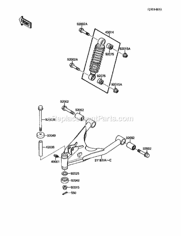 Suspension/Shock Absorber Diagram and Parts List for KLF110-B2 1988 Kawasaki 