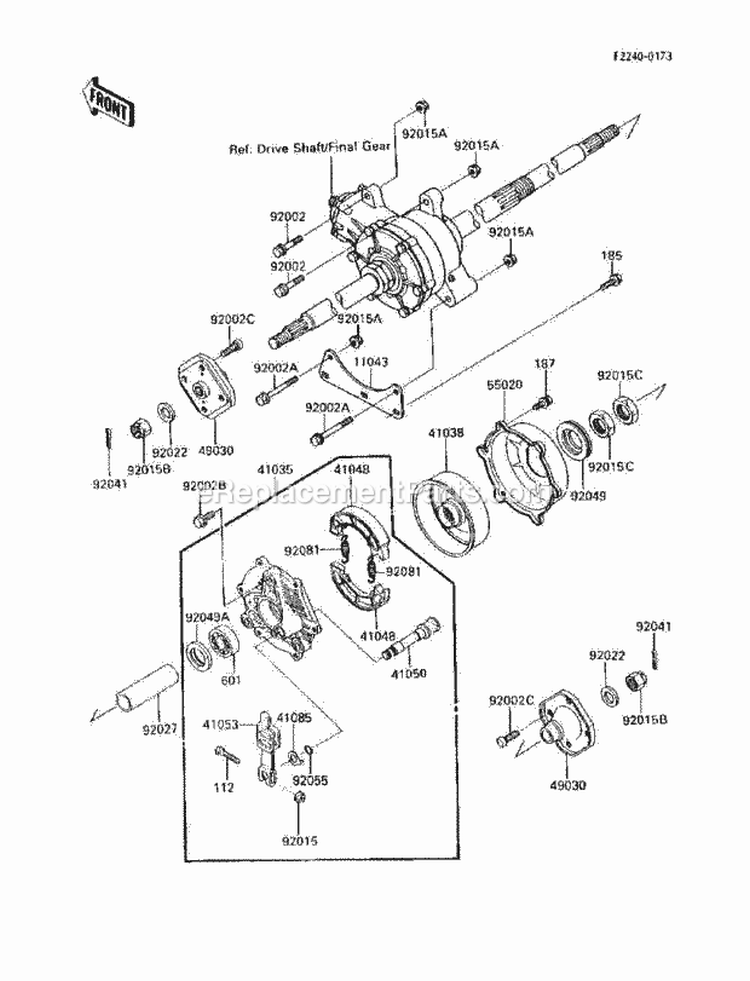 Rear Hub Diagram and Parts List for KLF185-A2 1986 Kawasaki 