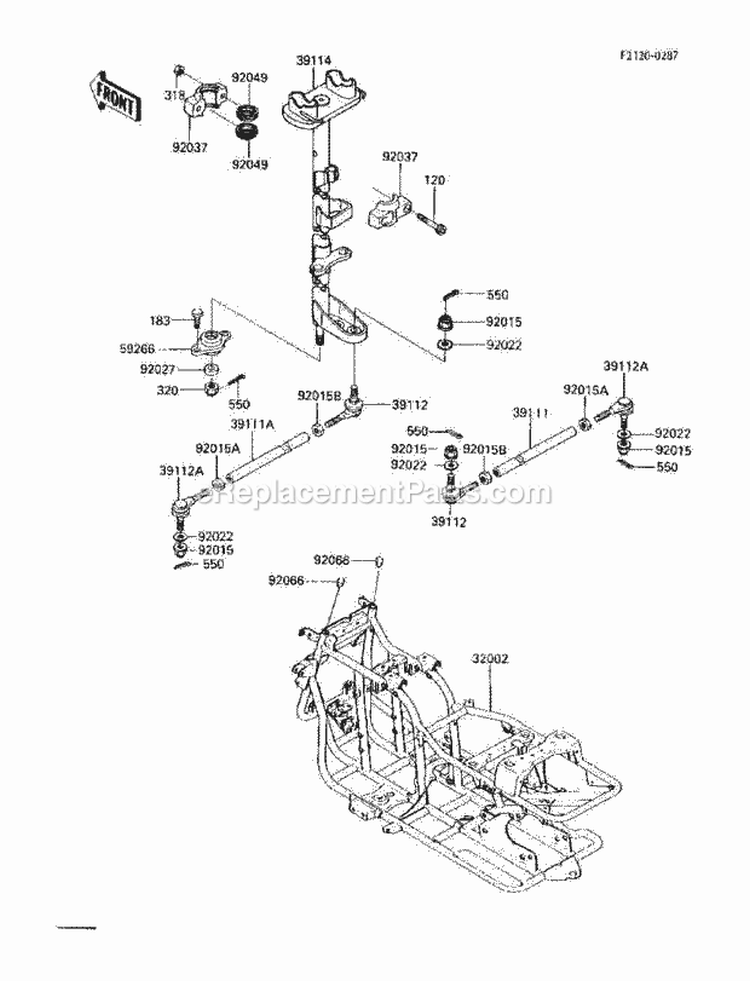 Frame Diagram and Parts List for KLF185-A2 1986 Kawasaki 