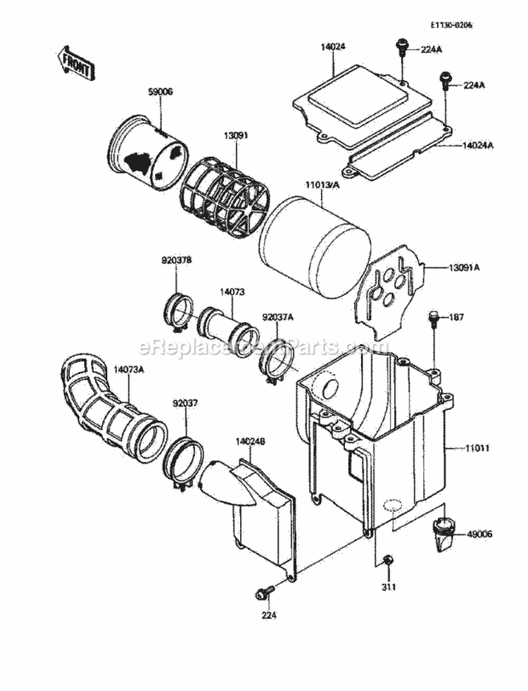 Air Cleaner Diagram and Parts List for KLF185-A4 1988 Kawasaki 