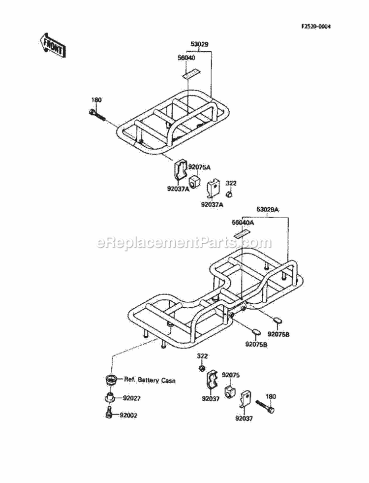 Carrier, S Diagram and Parts List for KLF185-A2 1986 Kawasaki 