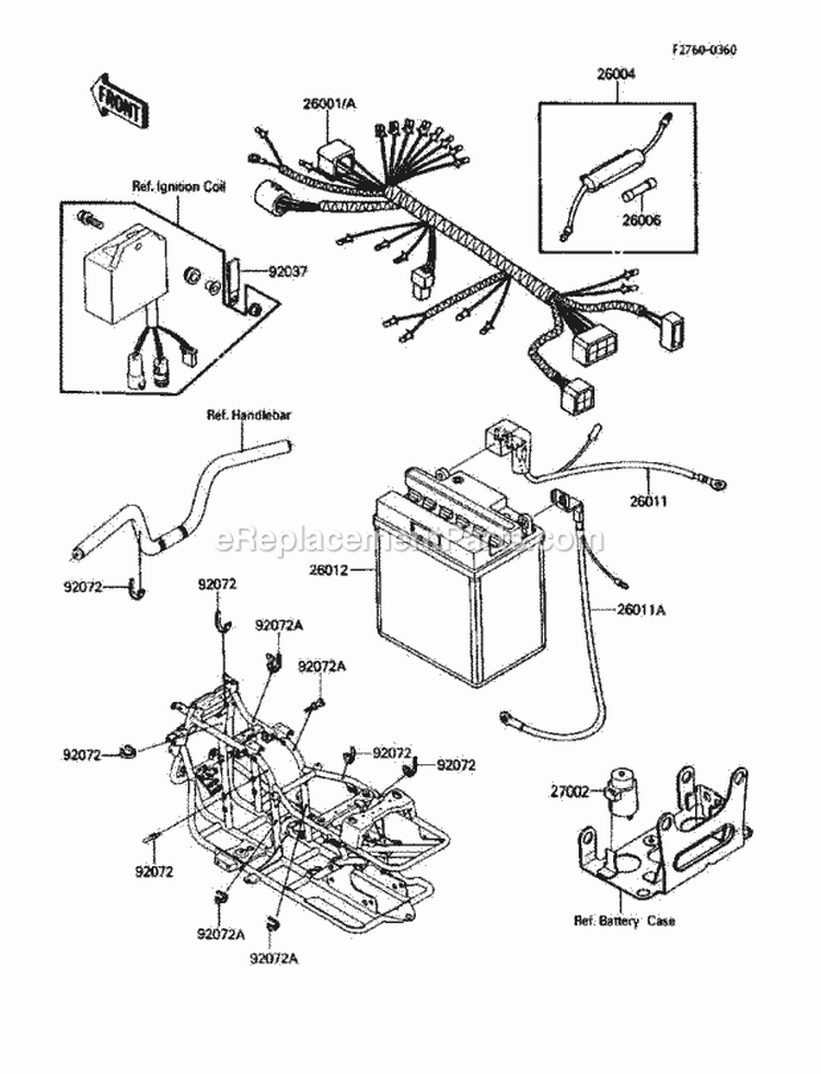 Chassis Electrical Equipment Diagram and Parts List for KLF185-A4 1988 Kawasaki 