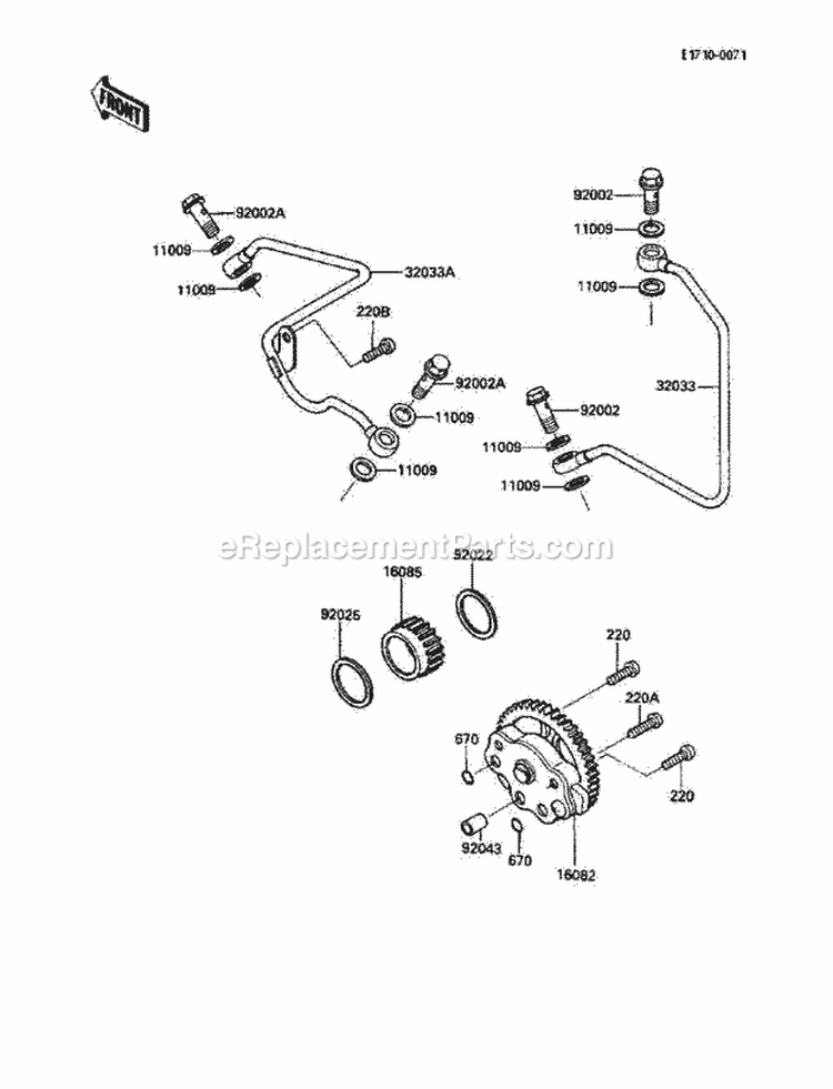 Oil Pump/Oil Filter Diagram and Parts List for KLF185-A2 1986 Kawasaki 