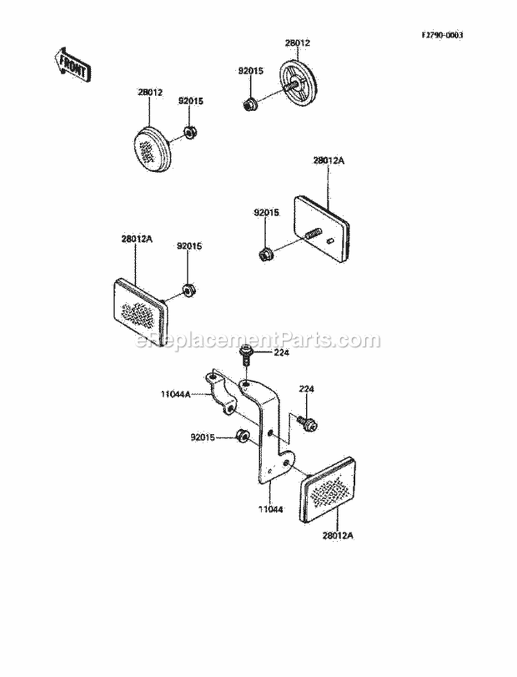 Reflectors Diagram and Parts List for KLF185-A2 1986 Kawasaki 