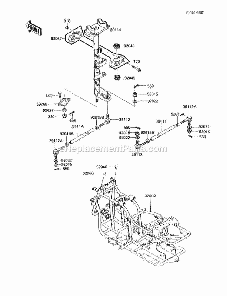 Frame Diagram and Parts List for KLF185-A4 1988 Kawasaki 