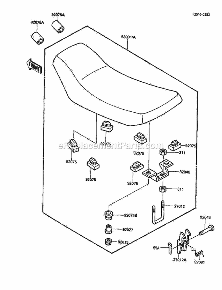 Seat Diagram and Parts List for KLF185-A4 1988 Kawasaki 