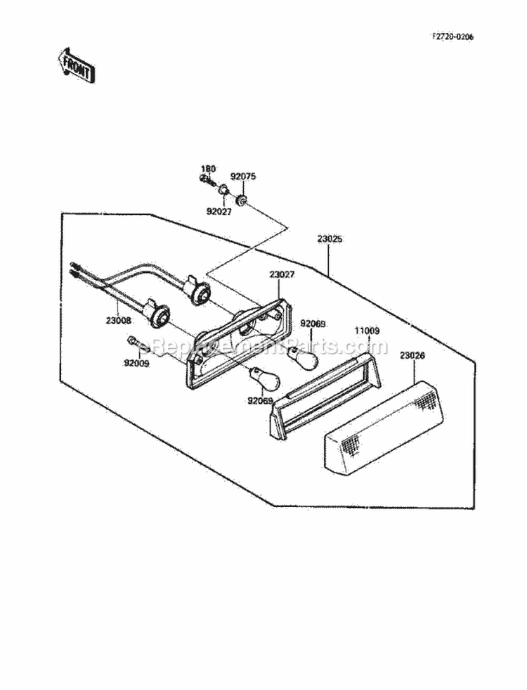 Taillight, S Diagram and Parts List for KLF185-A2 1986 Kawasaki 