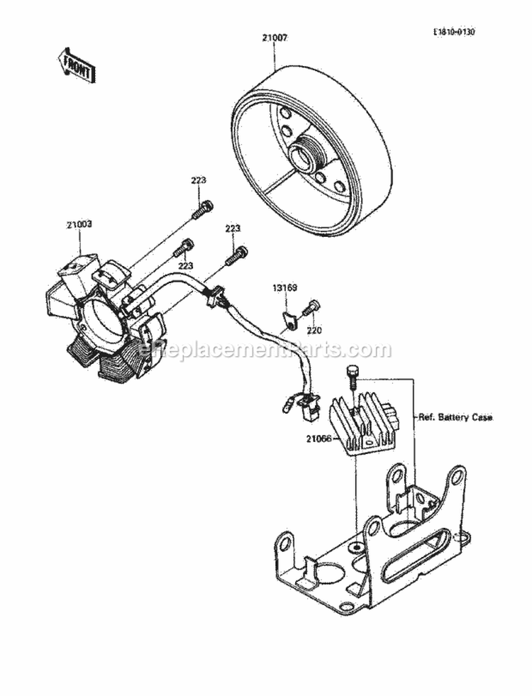 Generator Diagram and Parts List for KLF185-A2 1986 Kawasaki 
