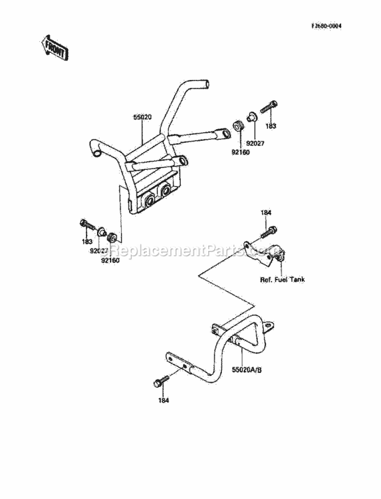 Guard, S Diagram and Parts List for KLF185-A4 1988 Kawasaki 