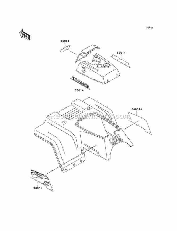 Decals, Green Diagram and Parts List for KLF220-A10 1997 Kawasaki 