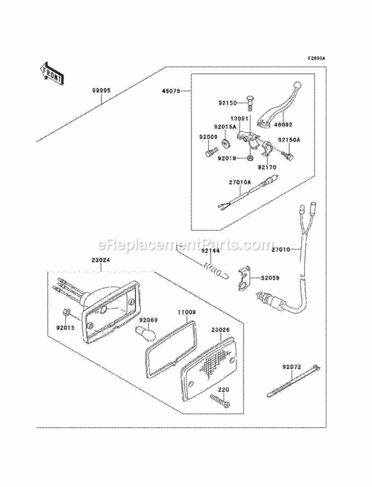 Optional Parts, Brake Lamp Diagram and Parts List for KLF220-A11 1998 Kawasaki 
