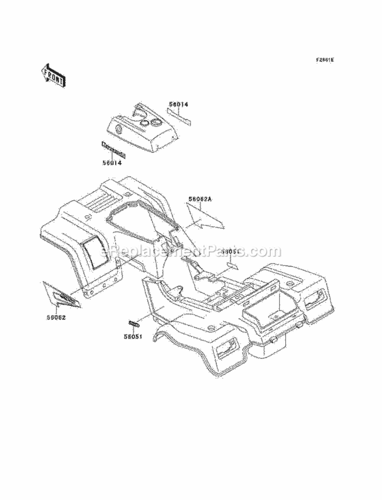 Decals, Red Diagram and Parts List for KLF220-A12 1999 Kawasaki 