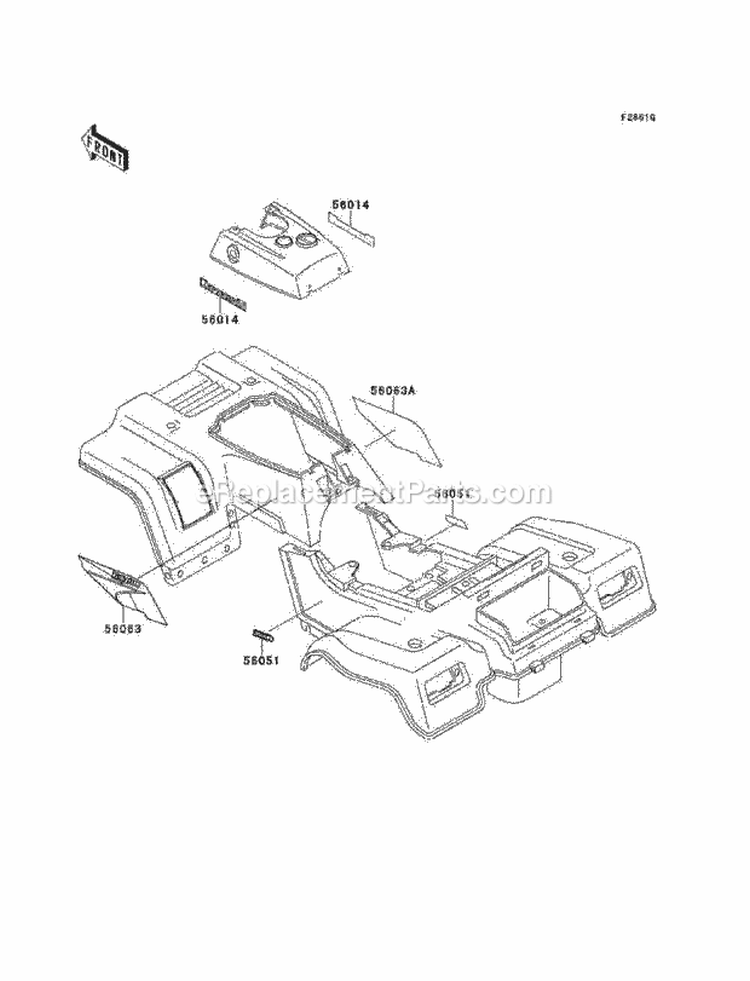 Decals, Red, Klf220-A13 Diagram and Parts List for KLF220-A13 2000 Kawasaki 