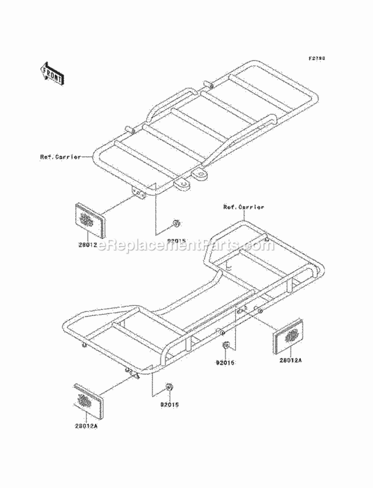 Reflectors, Cn Diagram and Parts List for KLF220-A14 2001 Kawasaki 