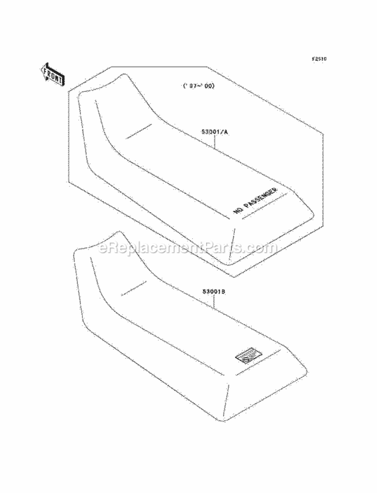 Seat Diagram and Parts List for KLF220-A14 2001 Kawasaki 