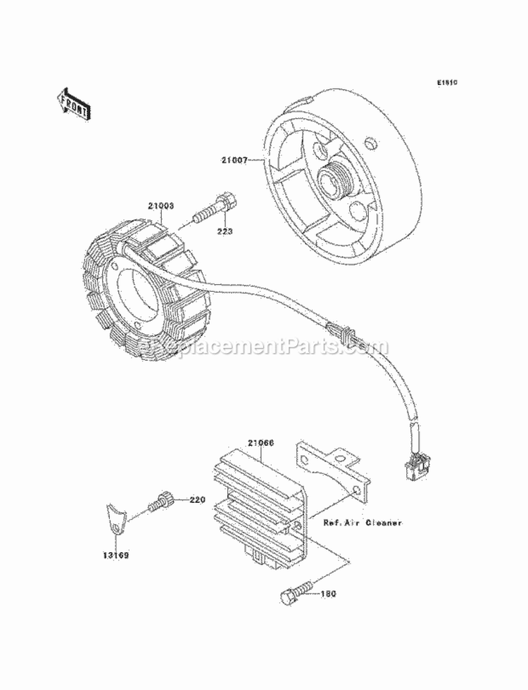 Generator Diagram and Parts List for KLF220-A14 2001 Kawasaki 