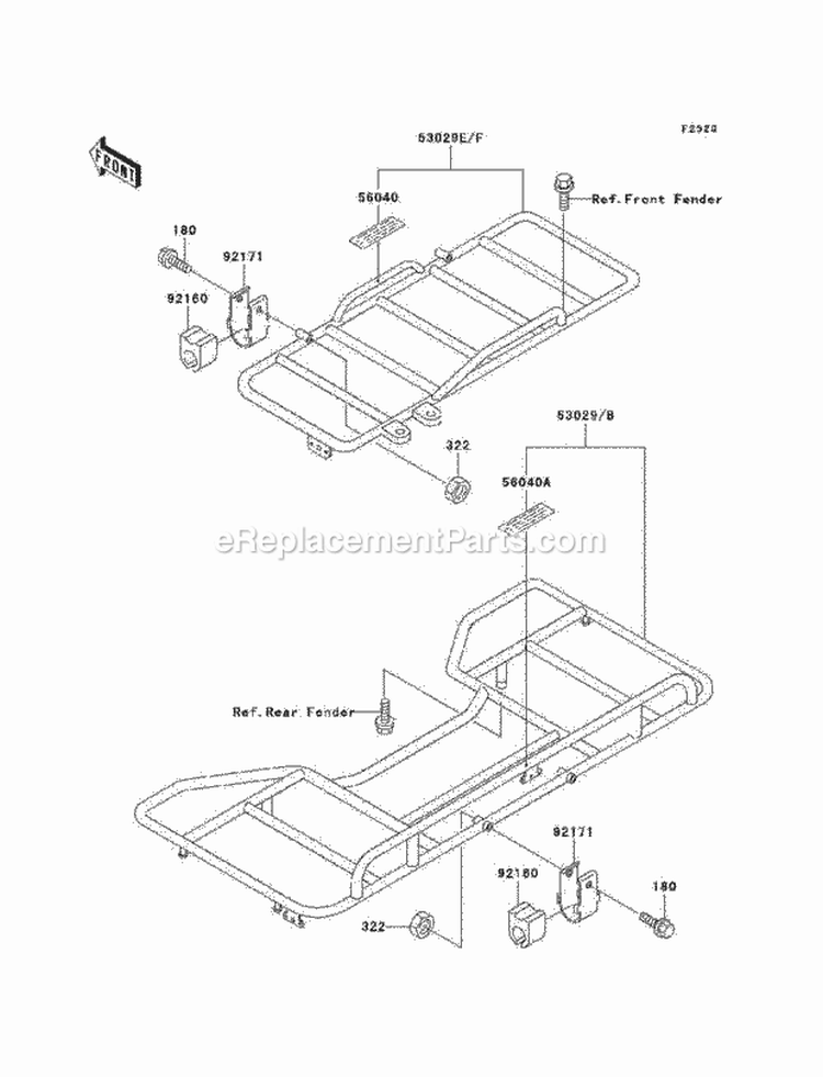 Carrier, S Diagram and Parts List for KLF220-A15 2002 Kawasaki 