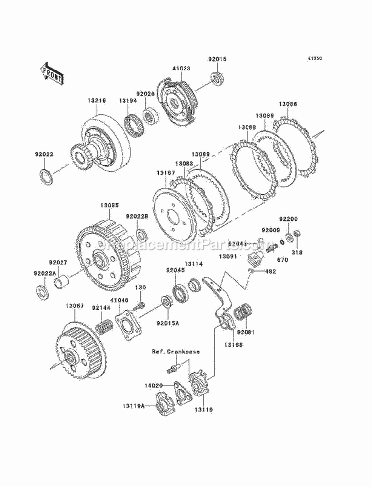 Clutch Diagram and Parts List for KLF220-A15 2002 Kawasaki 