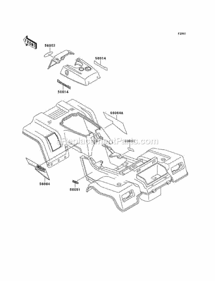 Decals, Green Diagram and Parts List for KLF220-A15 2002 Kawasaki 