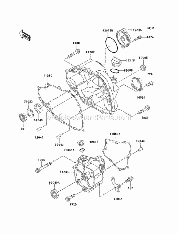 Engine Cover, S Diagram and Parts List for KLF220-A10 1997 Kawasaki 