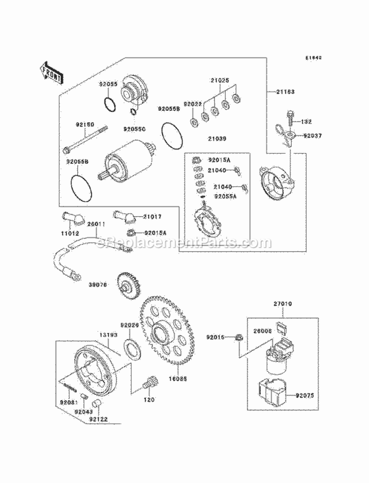 Starter Motor Diagram and Parts List for KLF220-A10 1997 Kawasaki 