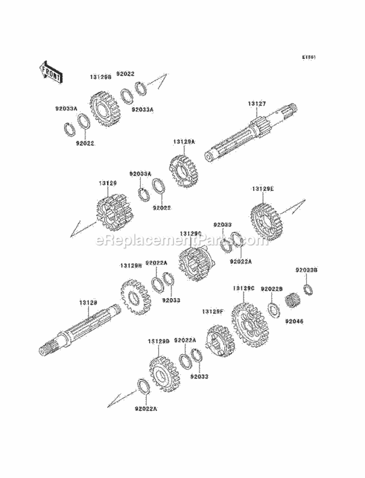 Transmission Diagram and Parts List for KLF220-A15 2002 Kawasaki 
