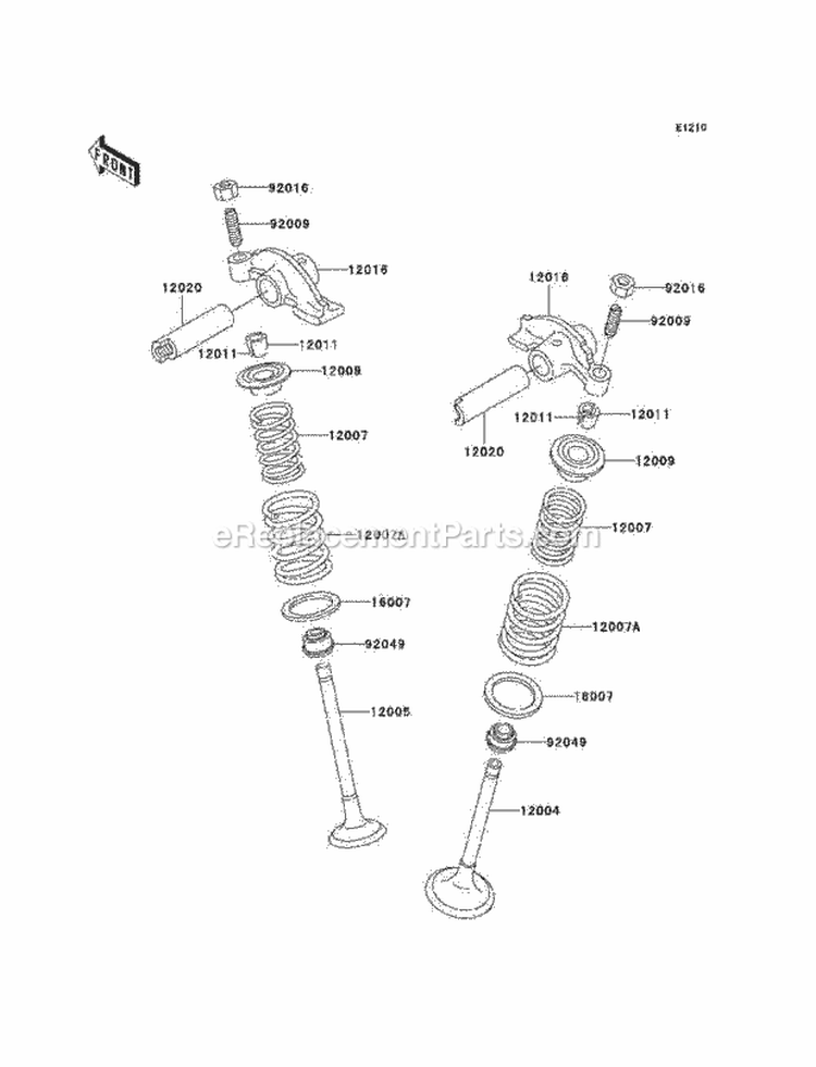 Valve, S Diagram and Parts List for KLF220-A15 2002 Kawasaki 