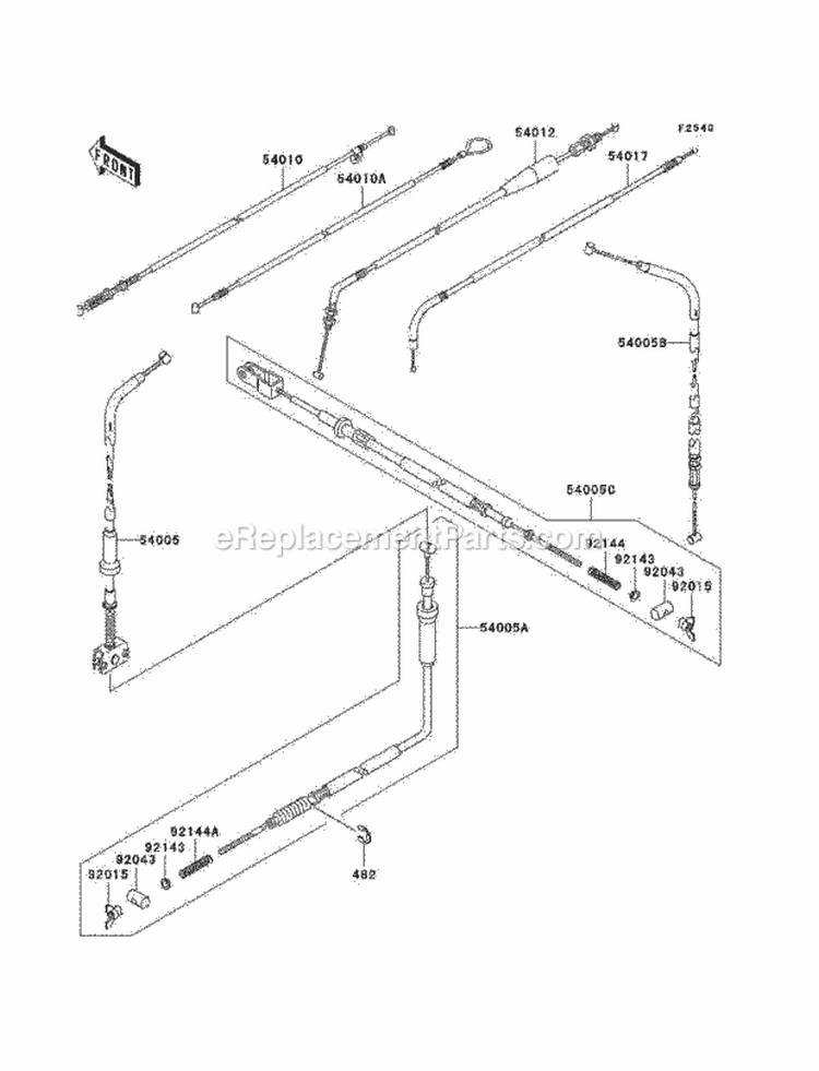 Cables Diagram and Parts List for KLF220-A15 2002 Kawasaki 