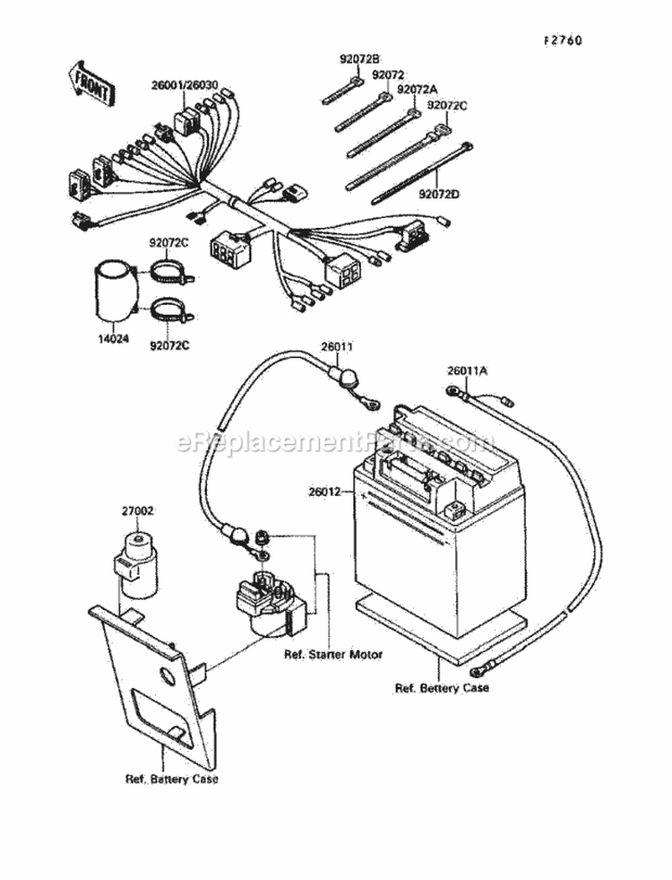 Electrical Equipment Diagram and Parts List for KLF220-A4 1991 Kawasaki 