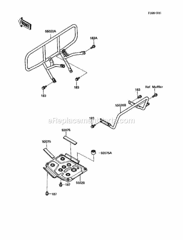 Guard Diagram and Parts List for KLF220-A3 1990 Kawasaki 