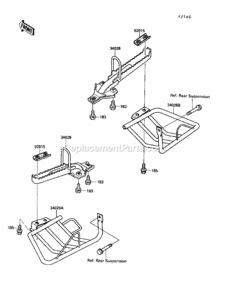 Step Diagram and Parts List for KLF220-A3 1990 Kawasaki 