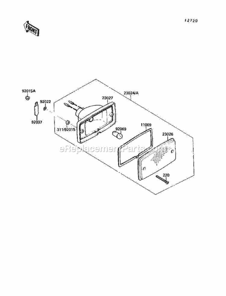 Tail Lamp Diagram and Parts List for KLF220-A4 1991 Kawasaki 