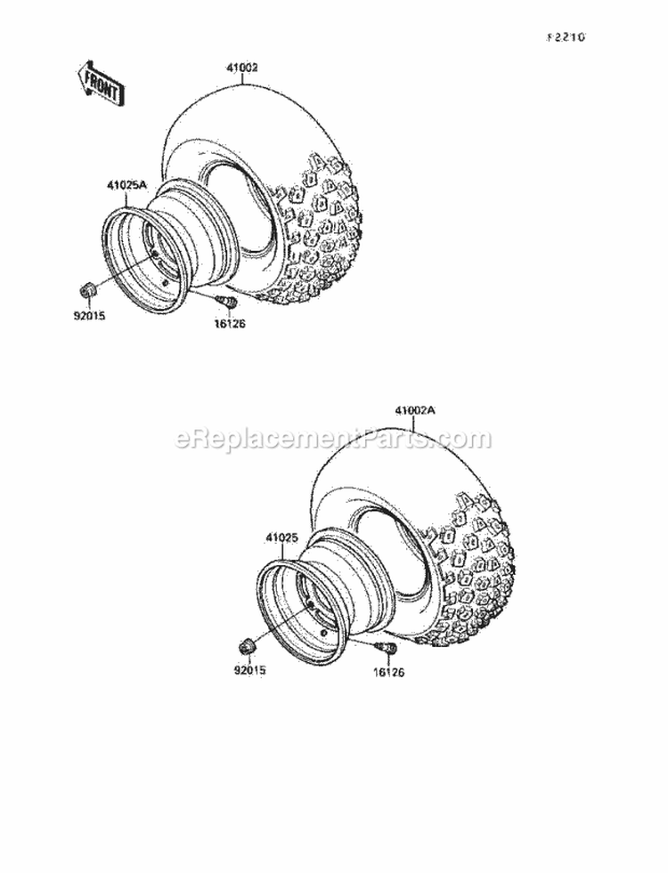 Tire Diagram and Parts List for KLF220-A3 1990 Kawasaki 