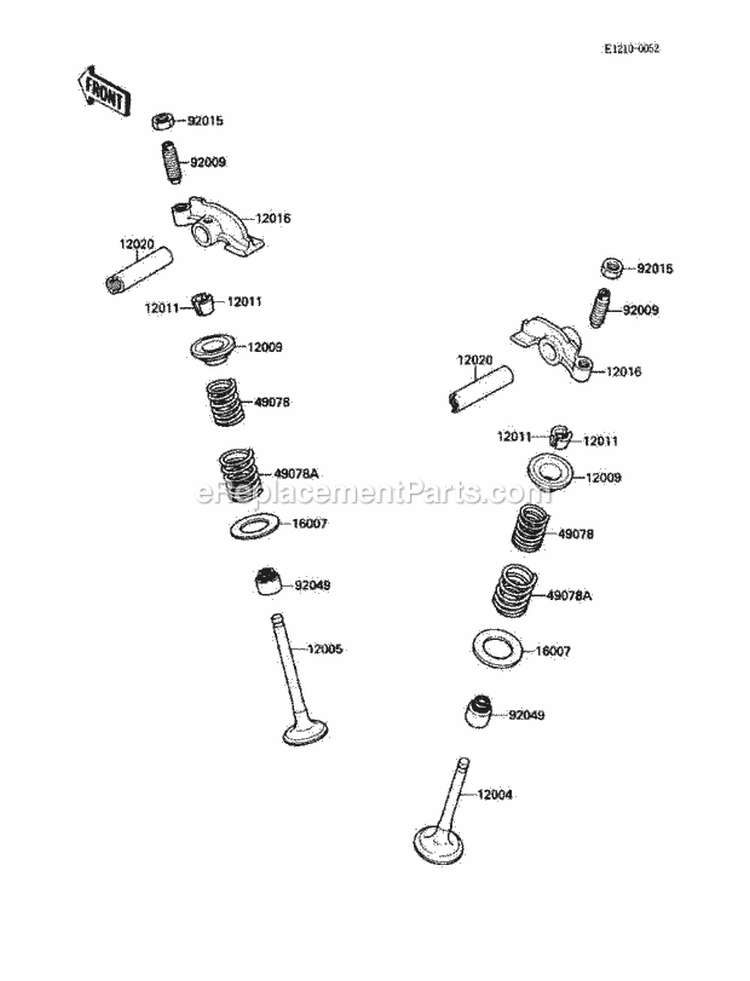 Valve Diagram and Parts List for KLF220-A3 1990 Kawasaki 