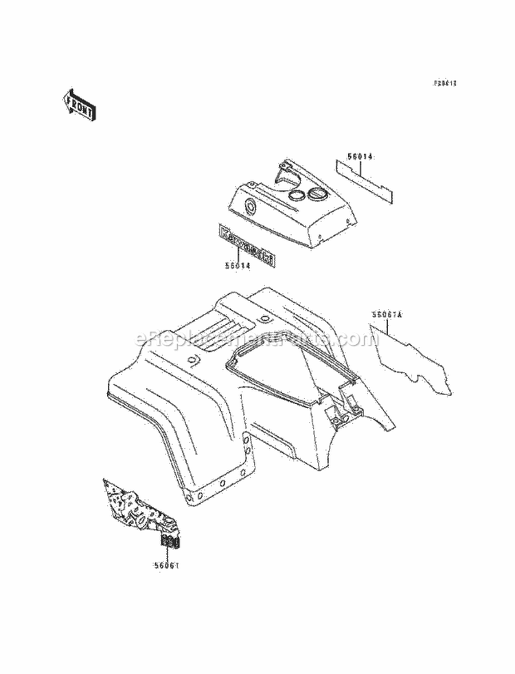 Decals, Green Diagram and Parts List for KLF220-A8 1995 Kawasaki 