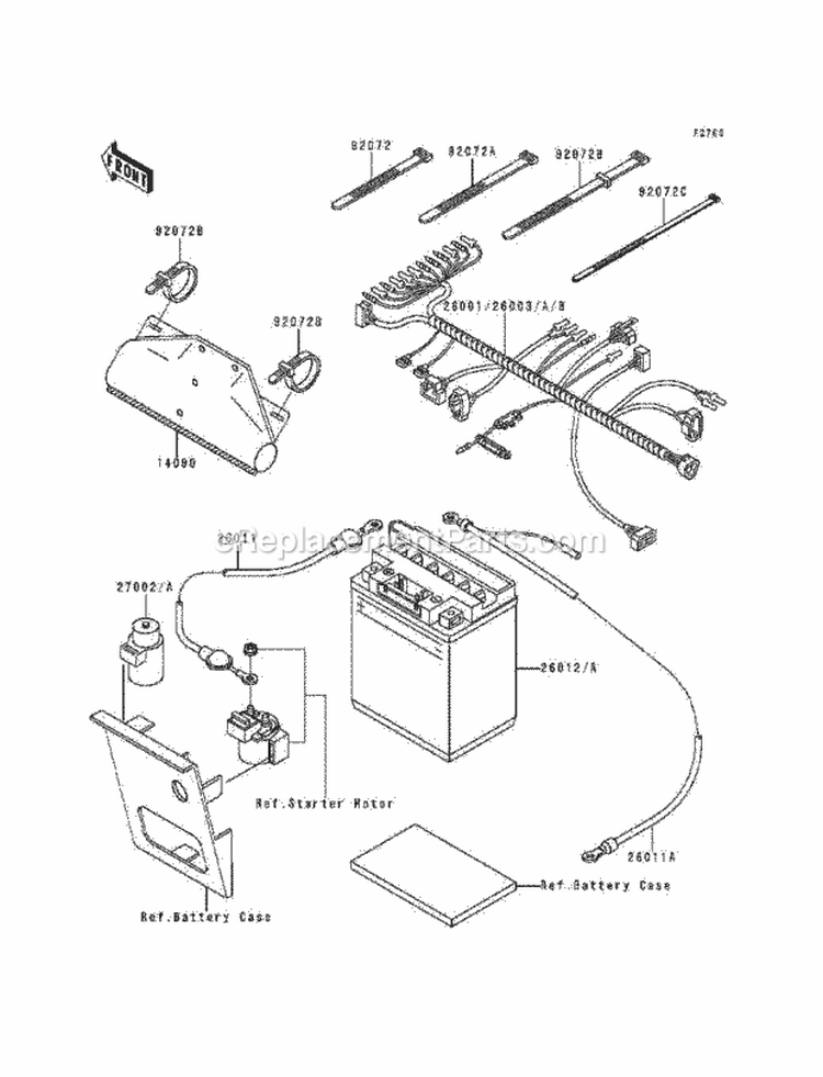 Chassis Electrical Equipment Diagram and Parts List for KLF220-A9 1996 Kawasaki 