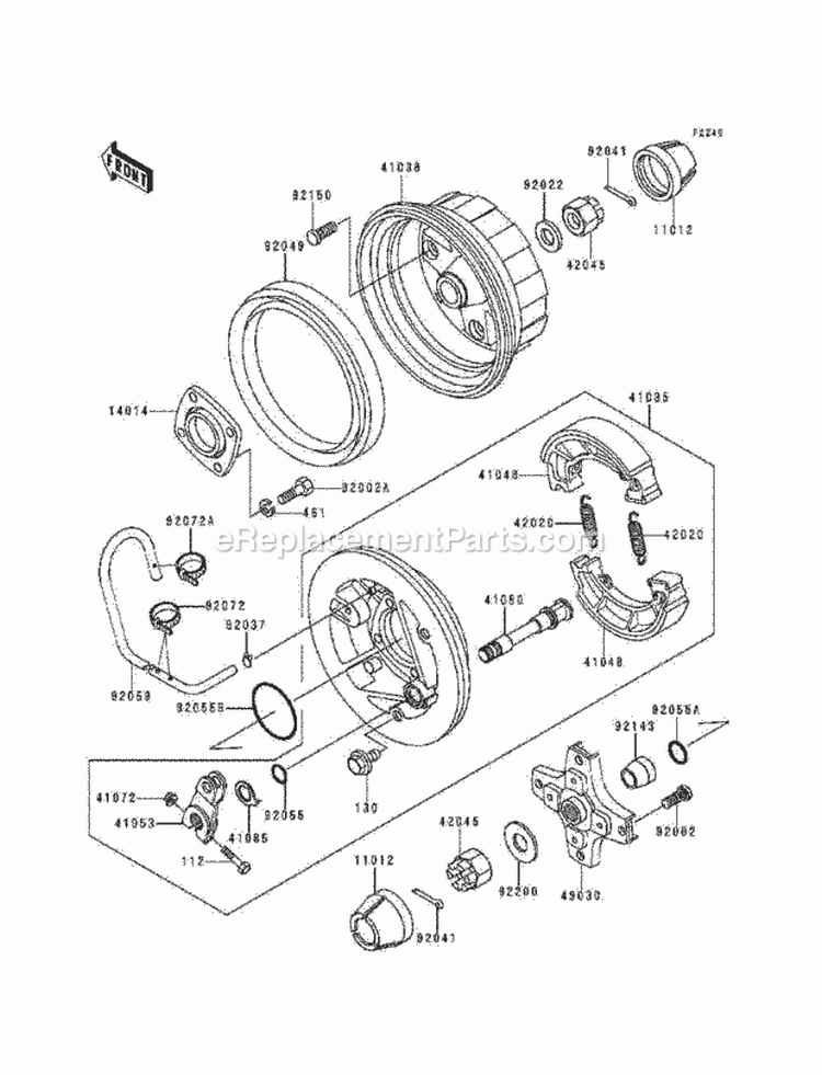 Rear Hub Diagram and Parts List for KLF220-A7 1994 Kawasaki 