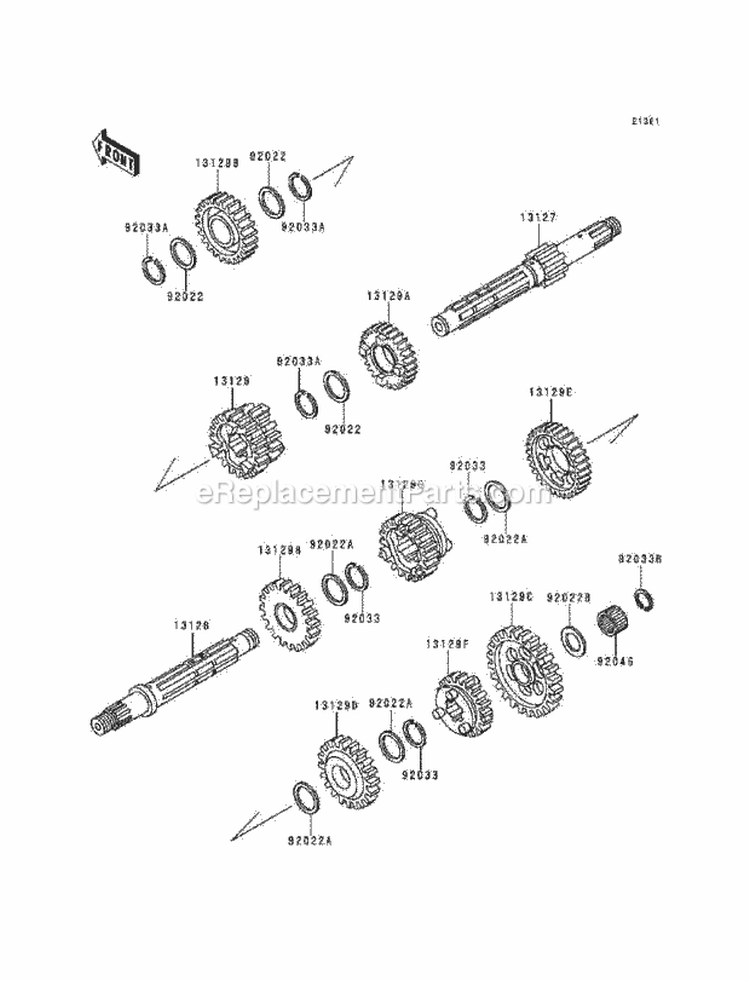 Transmission Diagram and Parts List for KLF220-A7 1994 Kawasaki 
