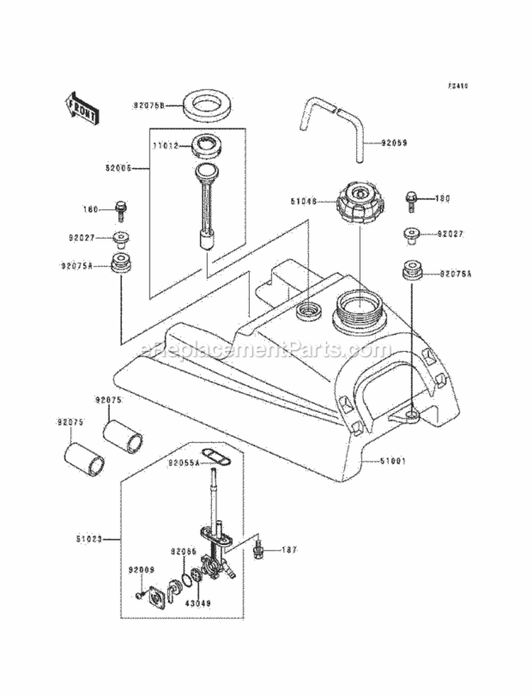 Fuel Tank Diagram and Parts List for KLF220-A7 1994 Kawasaki 